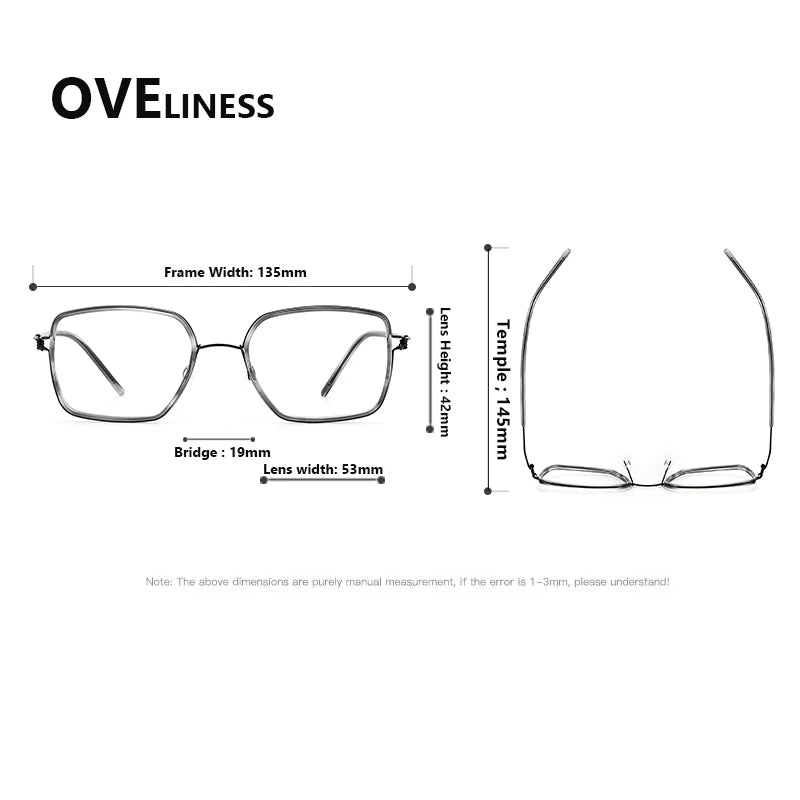 Oveliness Women's Full Rim Polygon Acetate Titanium Eyeglasses 381046