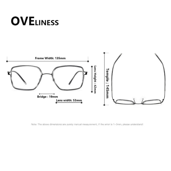 Oveliness Women's Full Rim Polygon Acetate Titanium Eyeglasses 381046