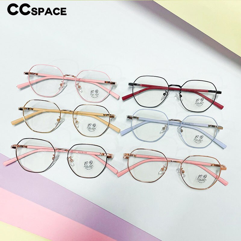 CCSpace Unisex Youth Full Rim Polygon Alloy Eyeglasses 56567 Full Rim CCspace   