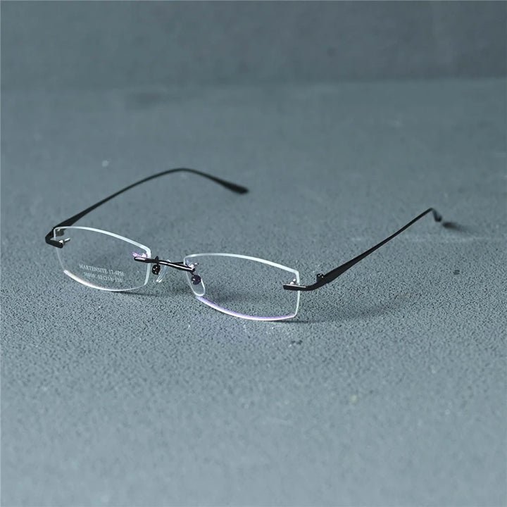 Cubojue Men's Rimless Square Alloy Acetate Eyeglasses 58026 Reading Glasses Cubojue M4 black