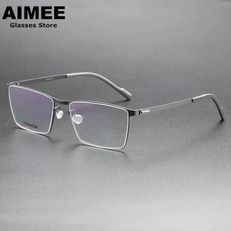 Aimee Unisex Full Rim Square Screwless Titanium Eyeglasses 8005 Full Rim Aimee Grey  