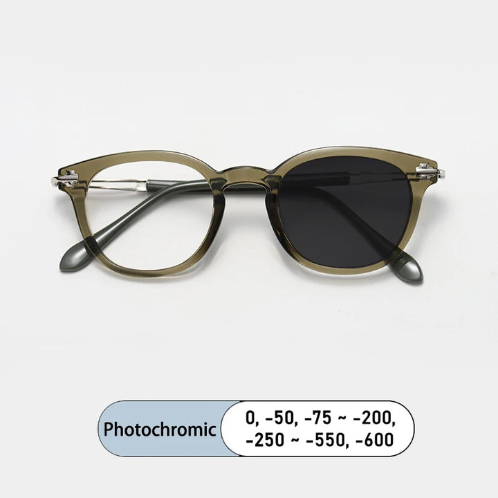Kocolior Unisex Full Rim Square Alloy Acetate Photochromic  Reading Glasses 86058