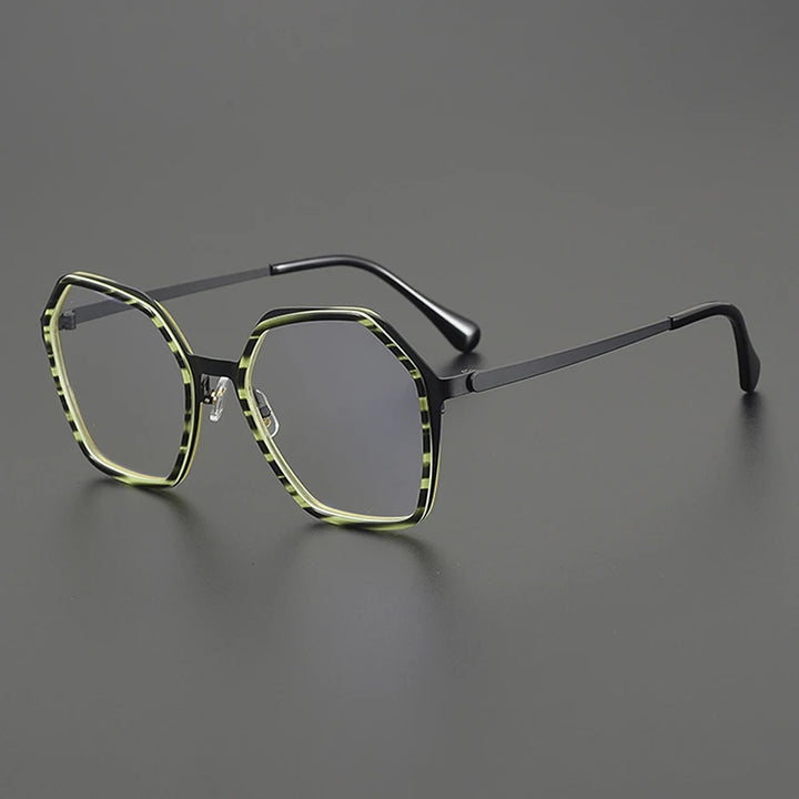 Nobler Unisex Full Rim Big Polygon Square Titanium Eyeglasses 48295
