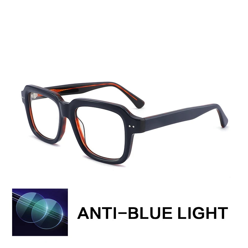 Gatenac Unisex Full Rim Polygon Square Acetate Reading Glasses G2404