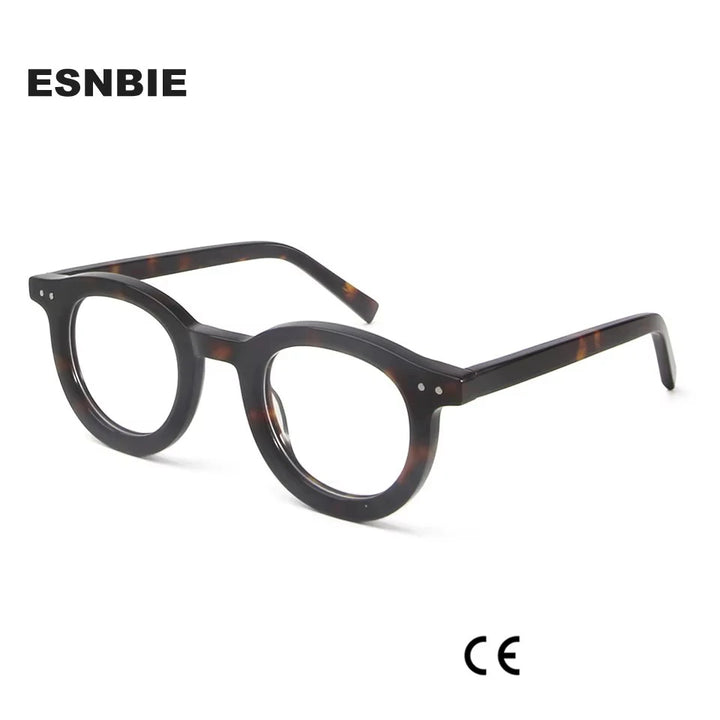 Esnbie Unisex Full Rim Round Thick Acetate Eyeglasses 23036 Full Rim Esnbie   