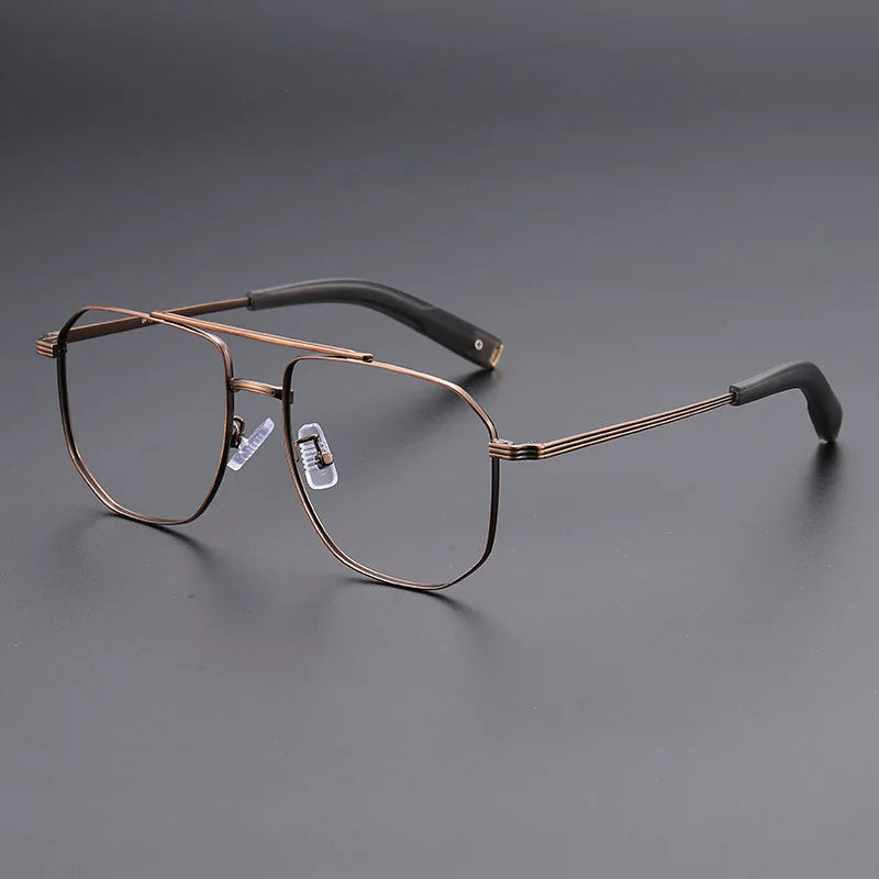 Hdcrafter Men's Full Rim Square Double Bridge Titanium Eyeglasses 94247