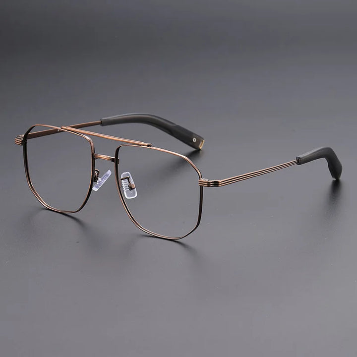 Hdcrafter Men's Full Rim Square Double Bridge Titanium Eyeglasses 94247