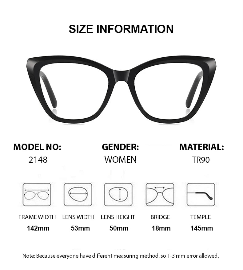 Summer Flower Women's Full Rim Square Cat Eye Tr 90 Titanium Eyeglasses 842148 Full Rim Summer Flower