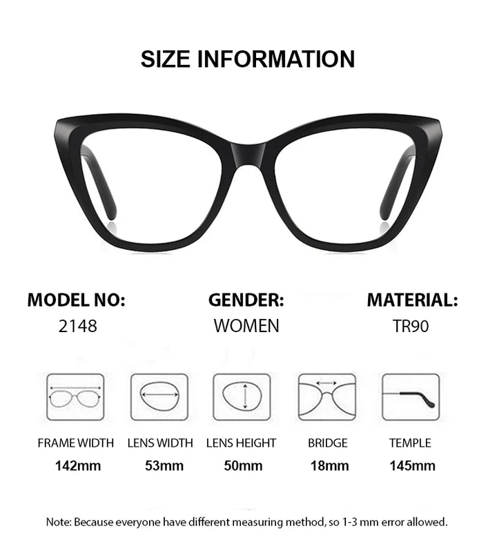 Summer Flower Women's Full Rim Square Cat Eye Tr 90 Titanium Eyeglasses 842148 Full Rim Summer Flower