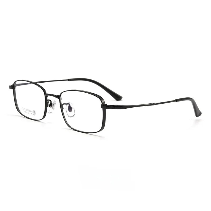 Hdcrafter Men's Full Rim Big Square Titanium Eyeglasses 15339 Full Rim Hdcrafter Eyeglasses Black  