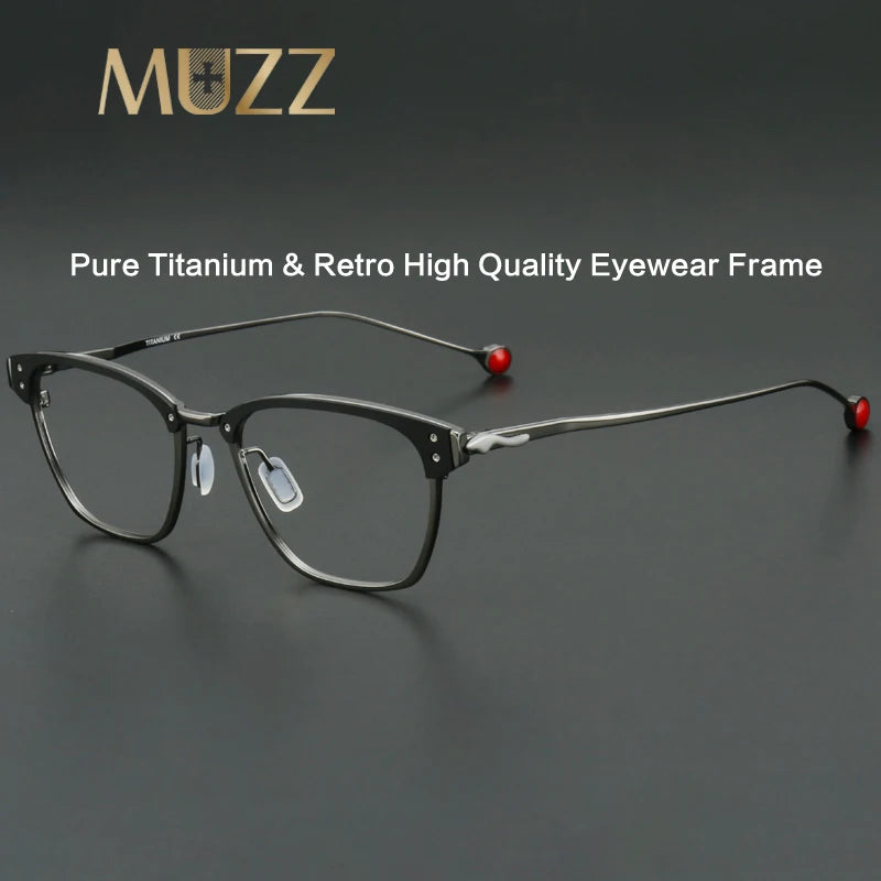 Muzz Unisex Full Rim Square Titanium Acetate Eyeglasses 316402