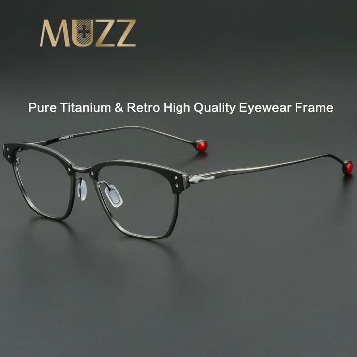 Muzz Unisex Full Rim Square Titanium Acetate Eyeglasses 316402