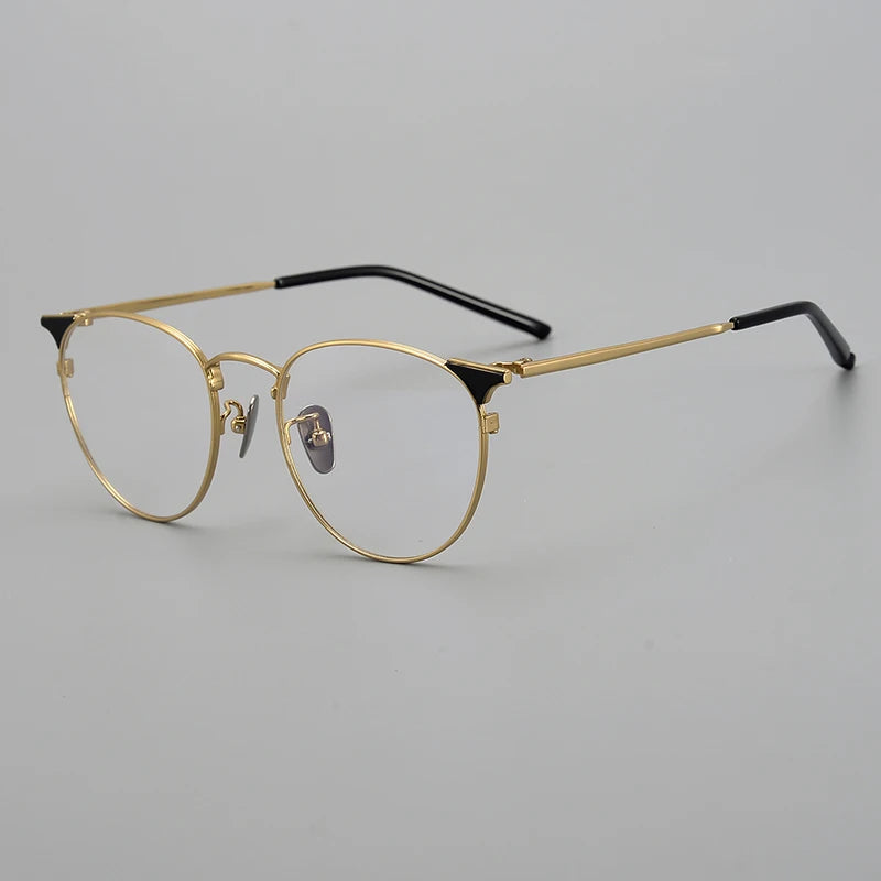 Aimee Unisex Full Rim Round Oval Titanium Eyeglasses 19960 Full Rim Aimee Golden  