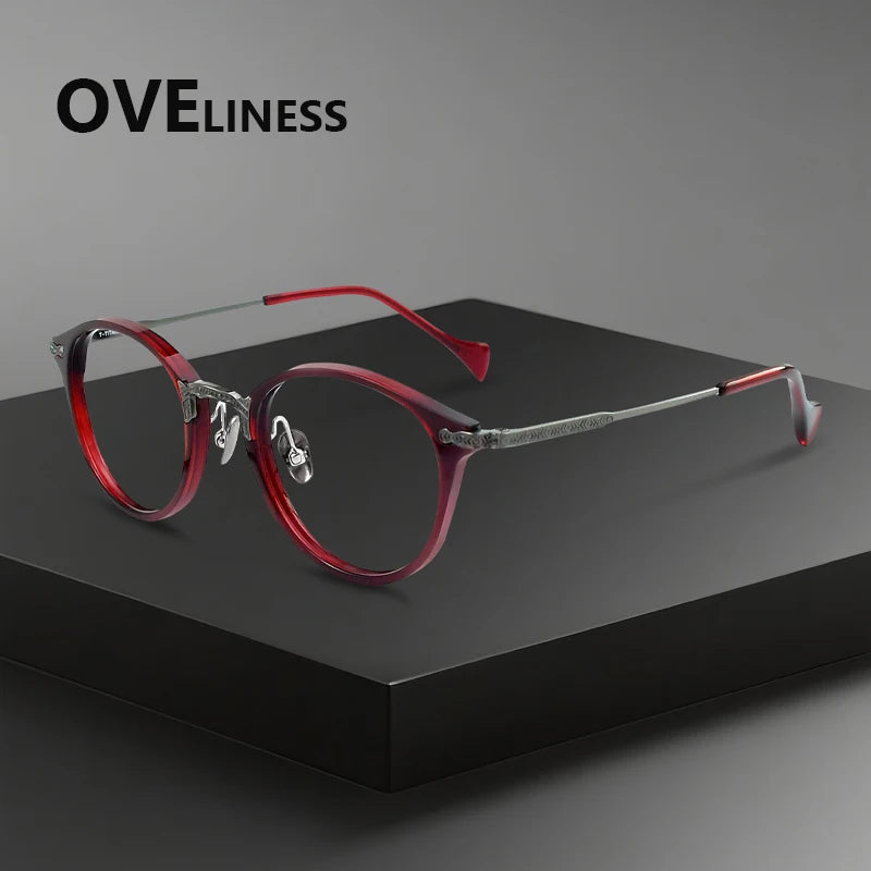 Oveliness Women's Full Rim Round Titanium Acetate Eyeglasses 926008