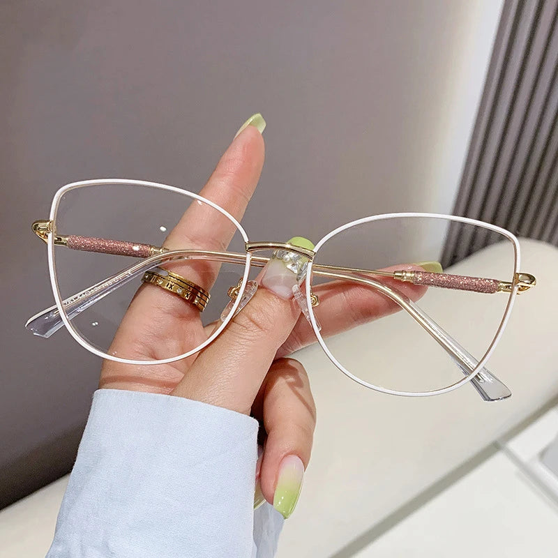 Vicky Women's Full Rim Square Cat Eye Alloy Reading Glasses 637140