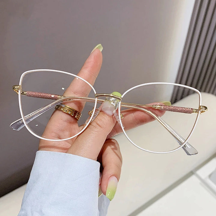 Vicky Women's Full Rim Square Cat Eye Alloy Reading Glasses 637140