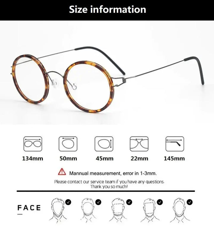 Bobbie Mens Full Rim Round Titanium Eyeglasses 504522 — view 2 | Bobbie at FuzWeb