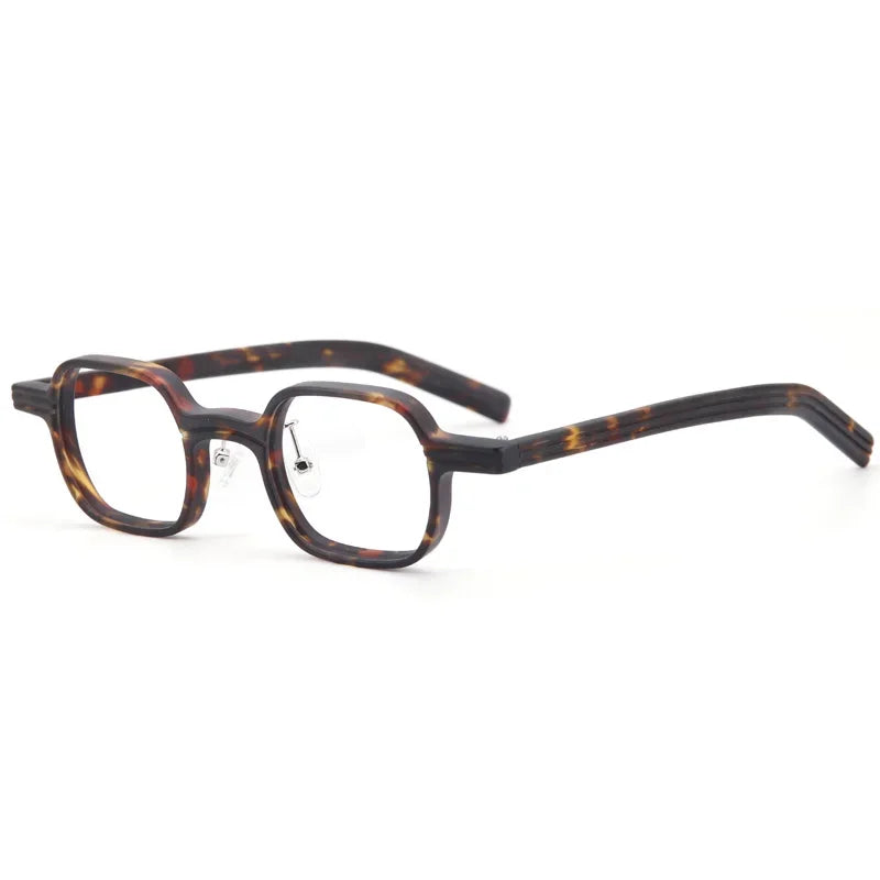 Aror Unisex Full Rim Square Acetate Titanium Eyeglasses 49410 Full Rim Aror Brown