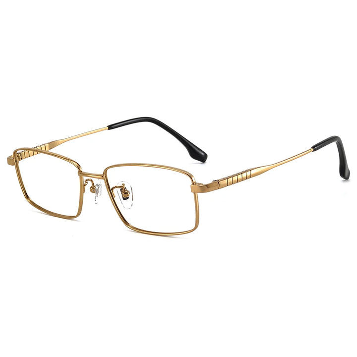 Bclear Men's Full Rim Square Titanium Eyeglasses 86699 Full Rim Bclear Gold  