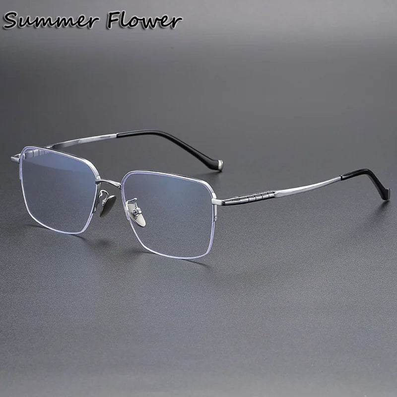 Summer Flower Unisex Semi Rim Square Titanium Eyeglasses 680905