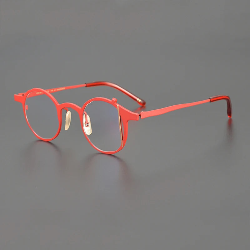 Gatenac Unisex Full Rim Round Titanium Eyeglasses Gxyj1220 Full Rim Gatenac Red  