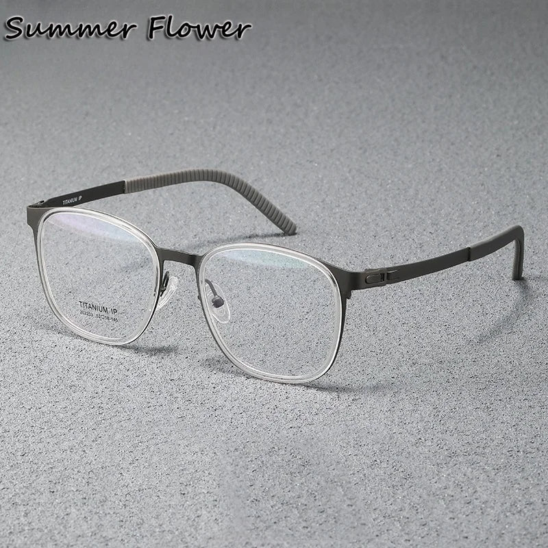 Summer Flower Unisex Full Rim Round Square Titanium Eyeglasses 202203