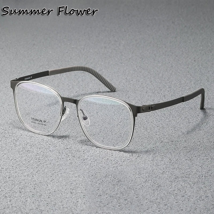 Summer Flower Unisex Full Rim Round Square Titanium Eyeglasses 202203