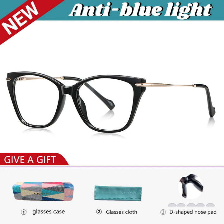Vicky Women's Full Rim Square Cat Eye Tr 90 Alloy Reading Glasses 77240