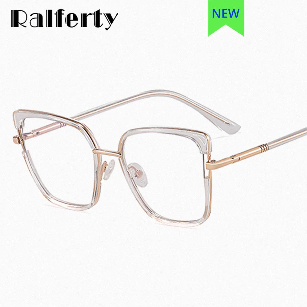 Ralferty Women's Full Rim Big Square Tr 90 Acetate Eyeglasses R83602 Full Rim Ralferty   