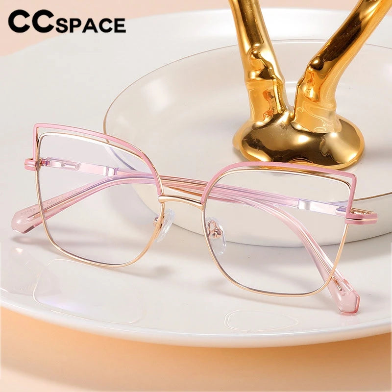 CCspace Women's Full Rim Square Cat Eye Alloy Eyeglasses 301091 Full Rim CCspace   