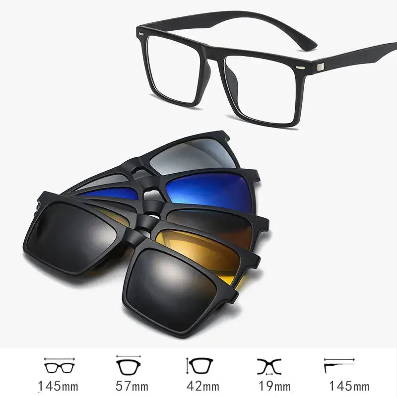 Hdcrafter Unisex Full Rim Square Acetate Frames  With Clip On Sunglasses 515670 Hdcrafter Eyeglasses