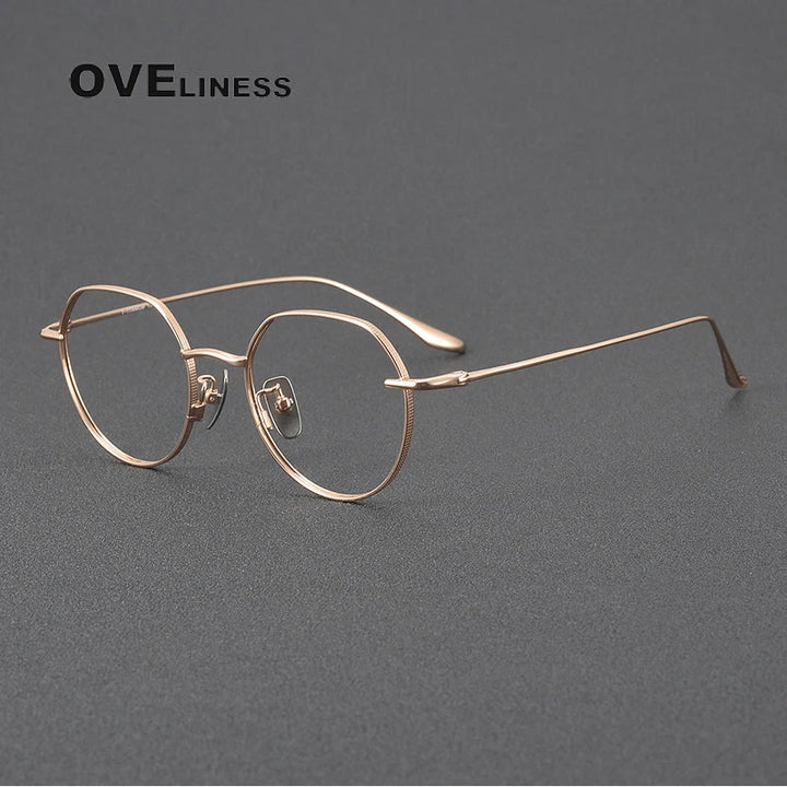 Oveliness Women's Full Rim Flat Top Oval Titanium Eyeglasses 3176 Full Rim Oveliness rose gold  