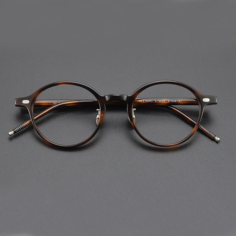 Black Mask Unisex Full Rim Round Acetate Eyeglasses 195495