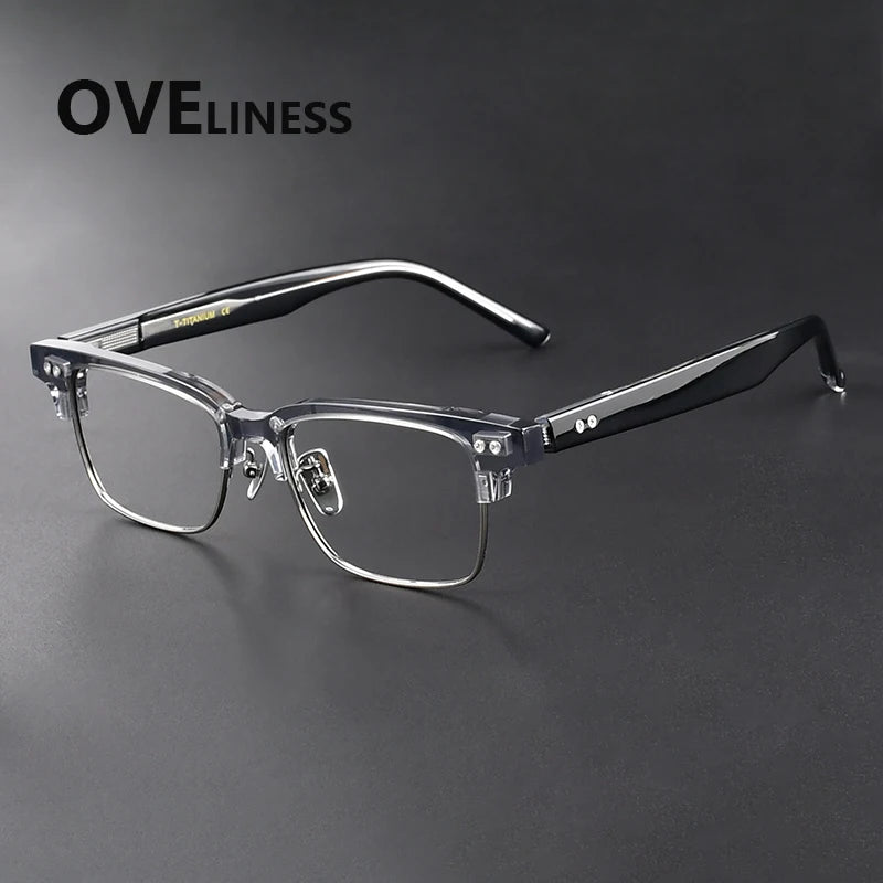 Oveliness Women's Full Rim Square Titanium Acetate Eyeglasses 369493