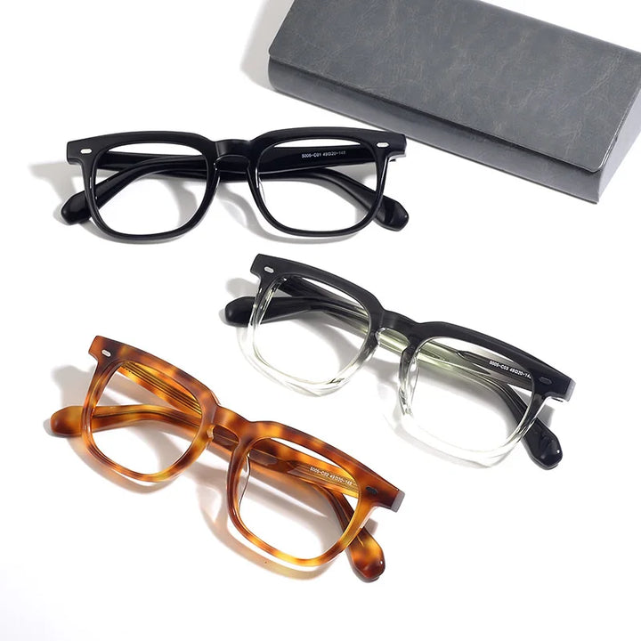 Black Mask Unisex Full Rim Square Acetate Eyeglasses 45005 Full Rim Black Mask   