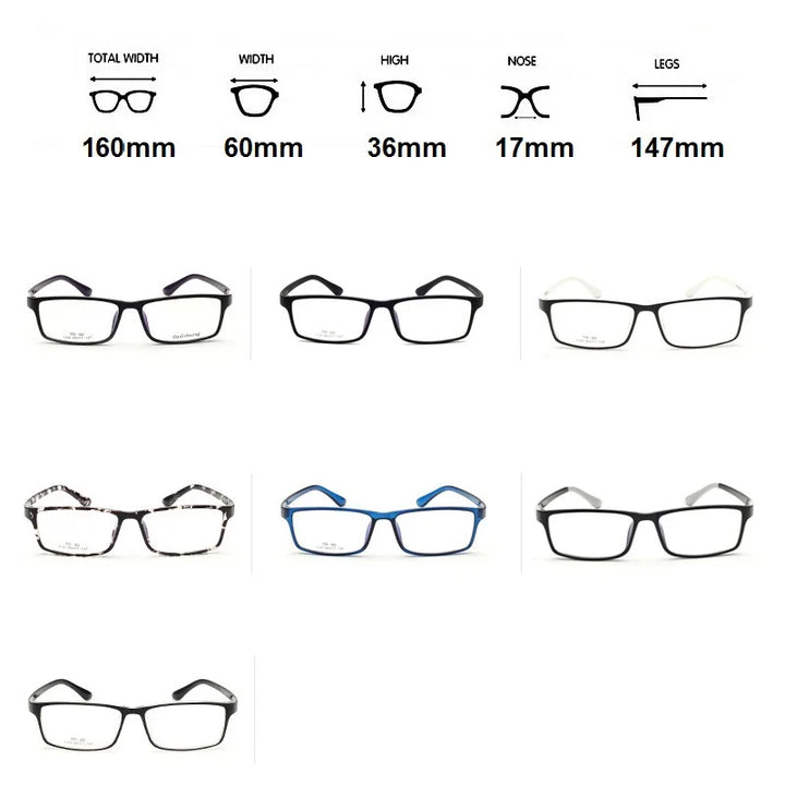 Cubojue Unisex Full Rim Oversized Square Tr 90 Titanium Reading Glasses 18160