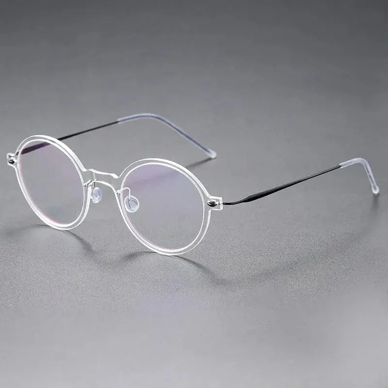 Bobbie Unisex Full Rim Round Titanium Eyeglasses 650800 FuzWeb