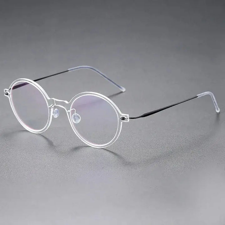 Bobbie Unisex Full Rim Round Titanium Eyeglasses 650800 FuzWeb