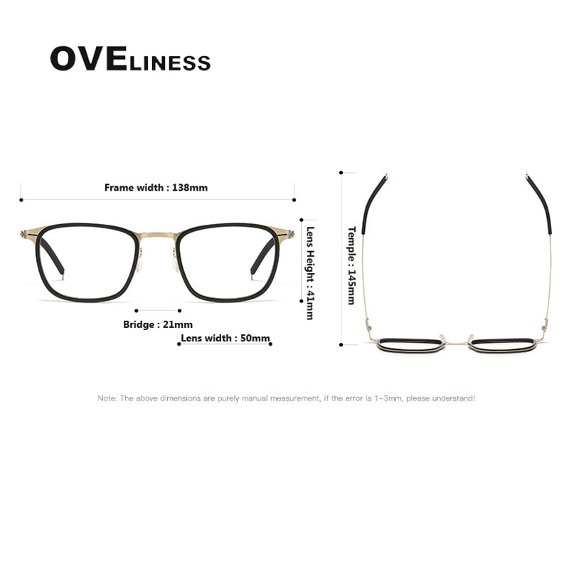 Oveliness Unisex Full Rim Square Screwless Titanium Acetate Eyeglasses  8202315