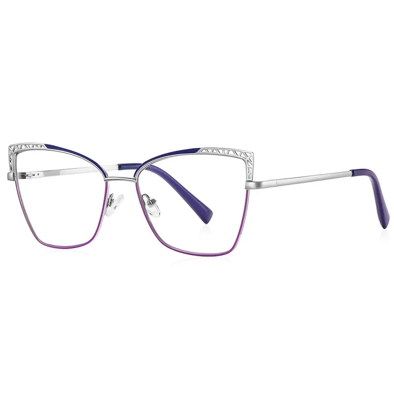 Laoyehui Women's Full Rim Square Cat Eye Alloy Eyeglasses L3106 Reading Glasses Laoyehui C3 -300 