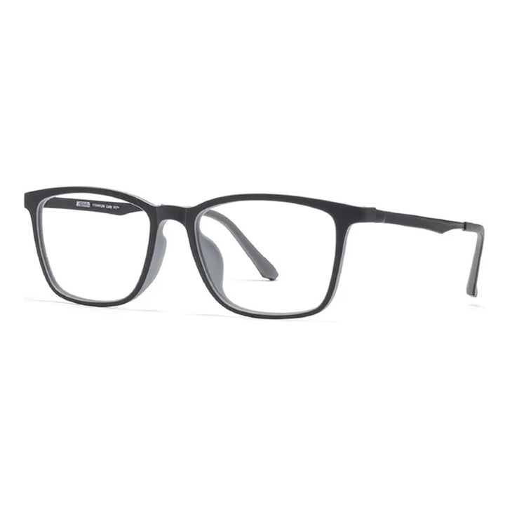 Brightzone Unisex Full Rim Square Ultem Titanium Eyeglasses 914418 Full Rim Brightzone Black-grey