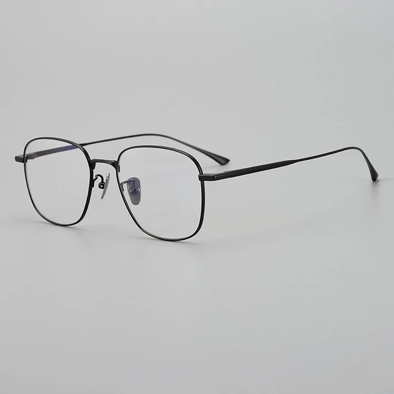 Aimee Men's Full Rim Oval Square Titanium Eyeglasses 14145 Full Rim Aimee Black  