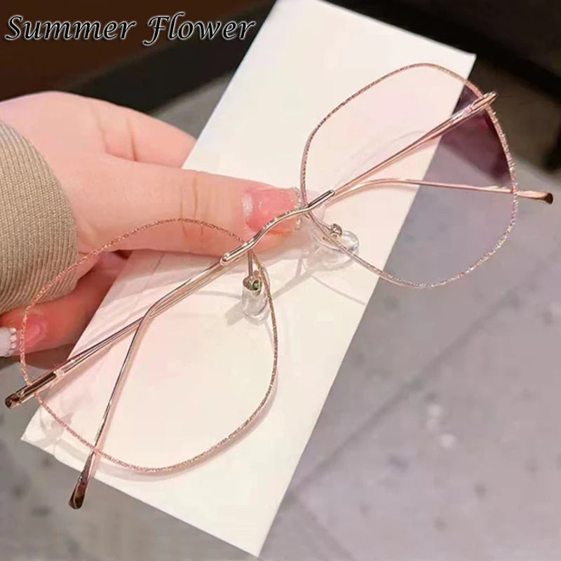 Summer Flower Women's Rimless Round Oval Titanium Eyeglasses 88925 Rimless Summer Flower