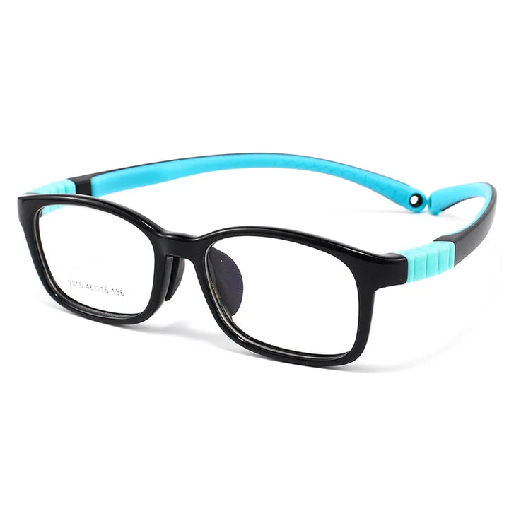 Yimaruili Unisex Youth's Full Rim Square Tr 90 Silicone Eyeglasses Y9015 Full Rim Yimaruili Eyeglasses Black Blue  