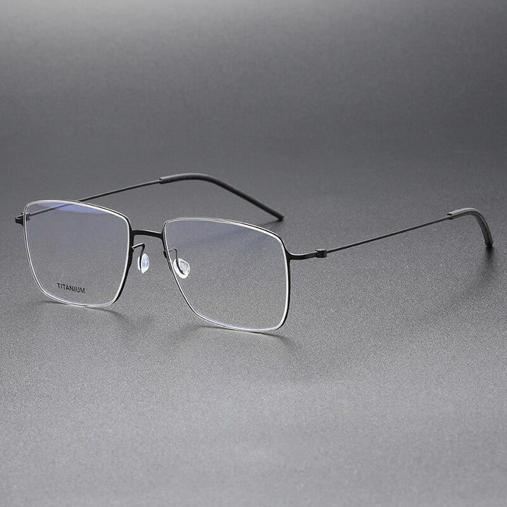 Aissuarvey Men's Full Rim Square Titanium Eyeglasses 564217 Full Rim Aissuarvey Eyeglasses Black CN 