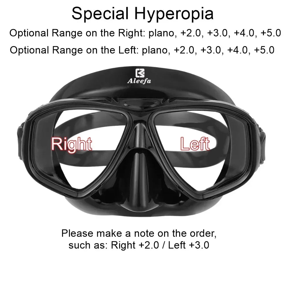 Aleefa Unisex Goggle Pc Tempered Glass Hyperopic Swim Mask 42027