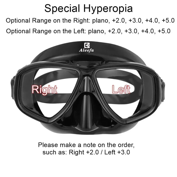 Aleefa Unisex Goggle Pc Tempered Glass Hyperopic Swim Mask 42027