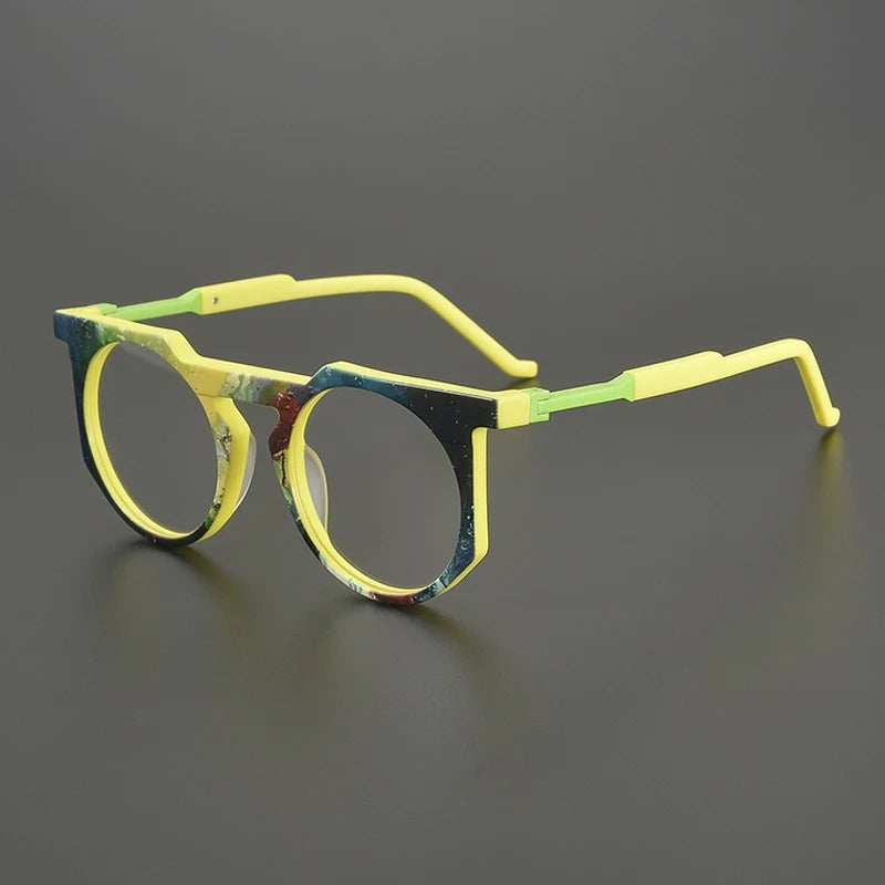 Gatenac Unisex Full Rim Round Brow Line Acetate Eyeglasses G9399