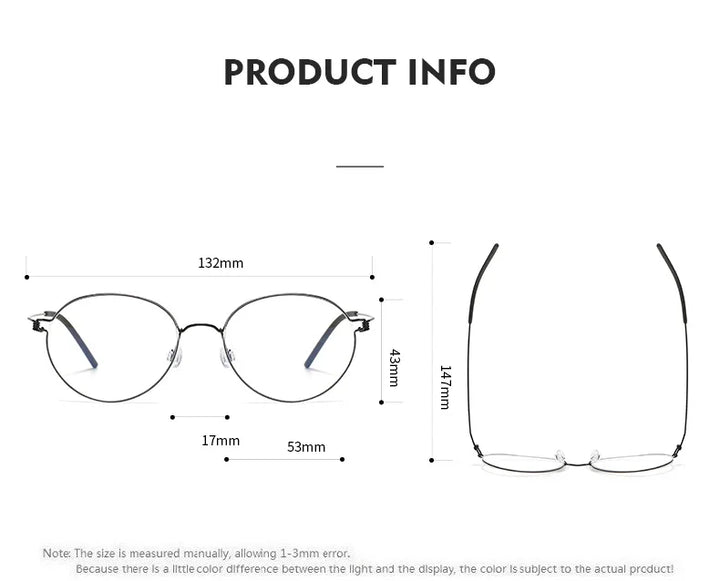 Bobbie Women's Semi Rim Oval Round Screwless Titanium Eyeglasses 434317