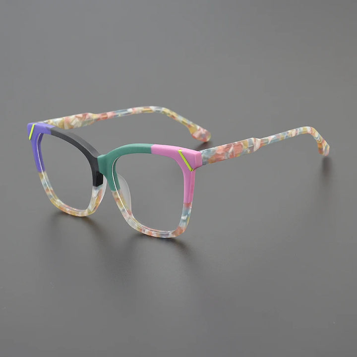 Hewei Unisex Full Rim Square Cat Eye Frosted Acetate Eyeglasses 5617 Full Rim Hewei C4 CHINA 